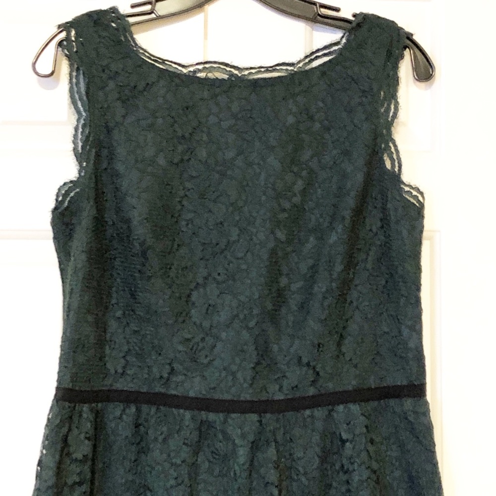 LOFT Dark Green Lace Midi Dress